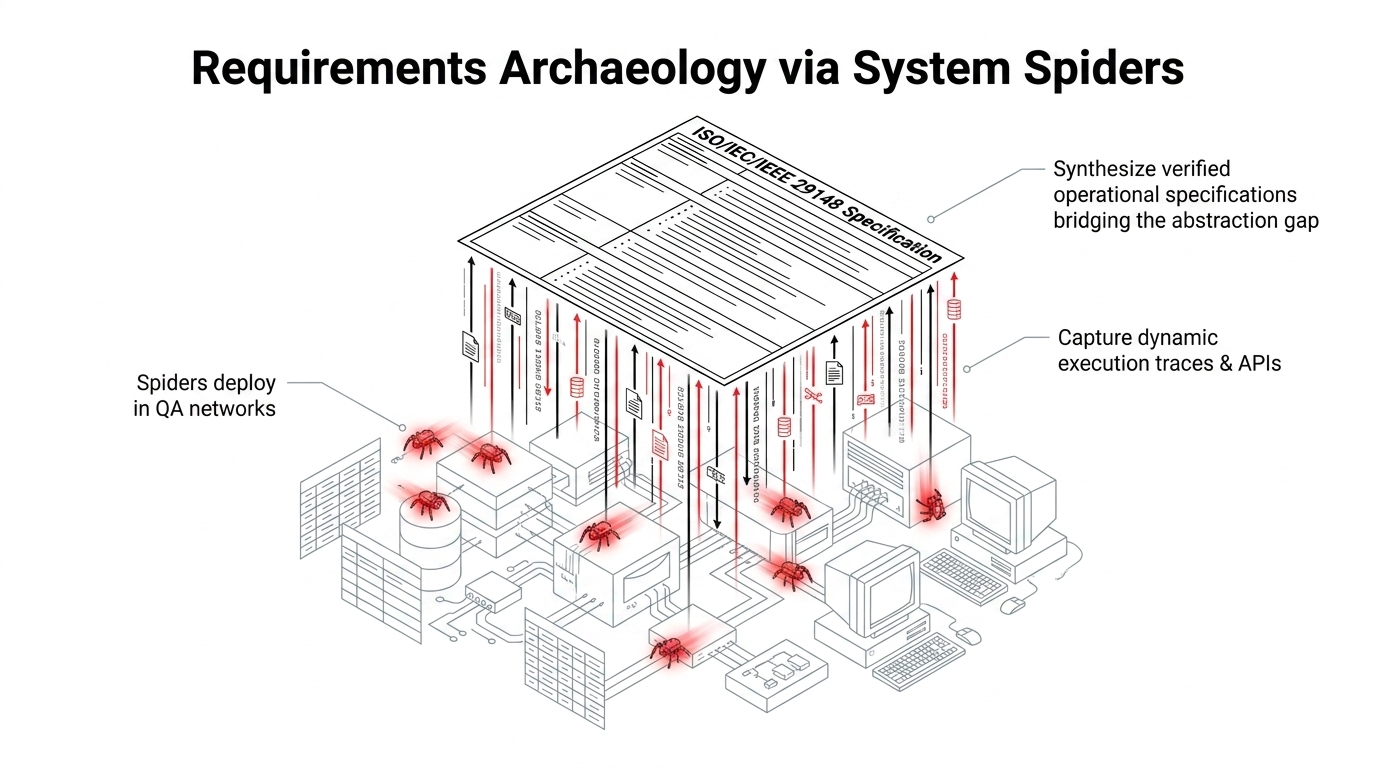 System spiders extracting execution traces, APIs, and operational specifications