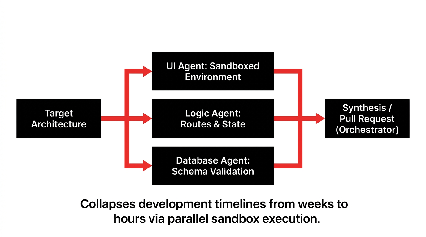 Parallel sandbox implementation by UI, logic, and database agents