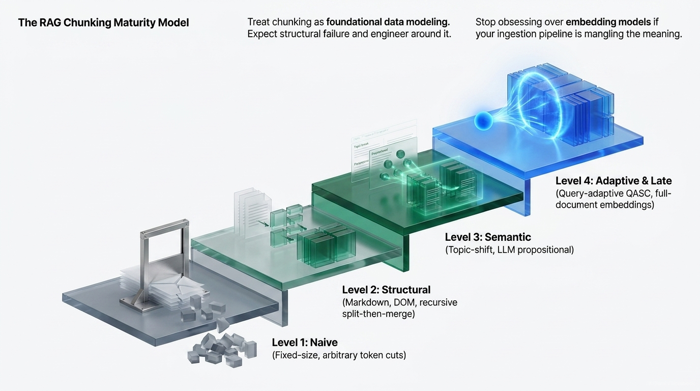 RAG chunking maturity model from naive to adaptive and late techniques
