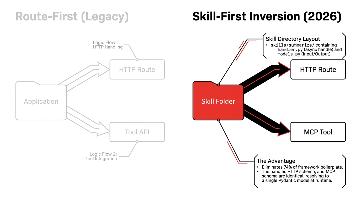 Skill-first architecture exposing one capability through HTTP and MCP