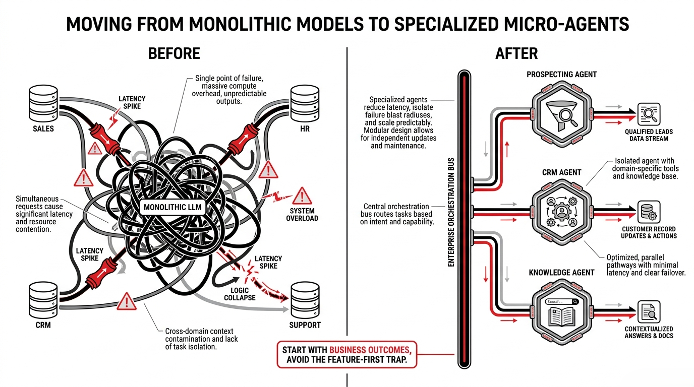Moving from a monolithic model to specialized micro-agents