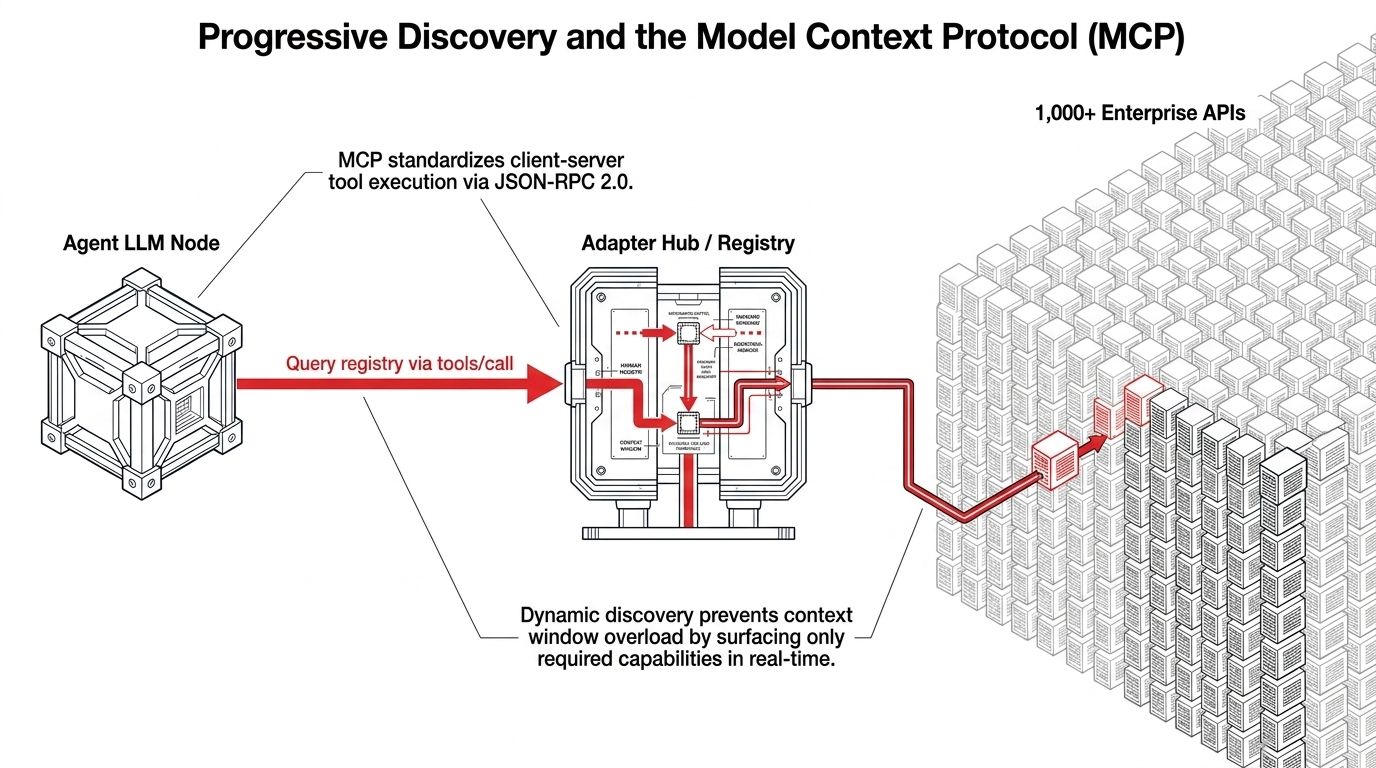Progressive discovery through MCP and an adapter registry