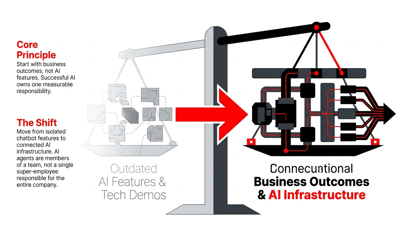 Business-outcome-first shift from isolated AI features to connected AI infrastructure