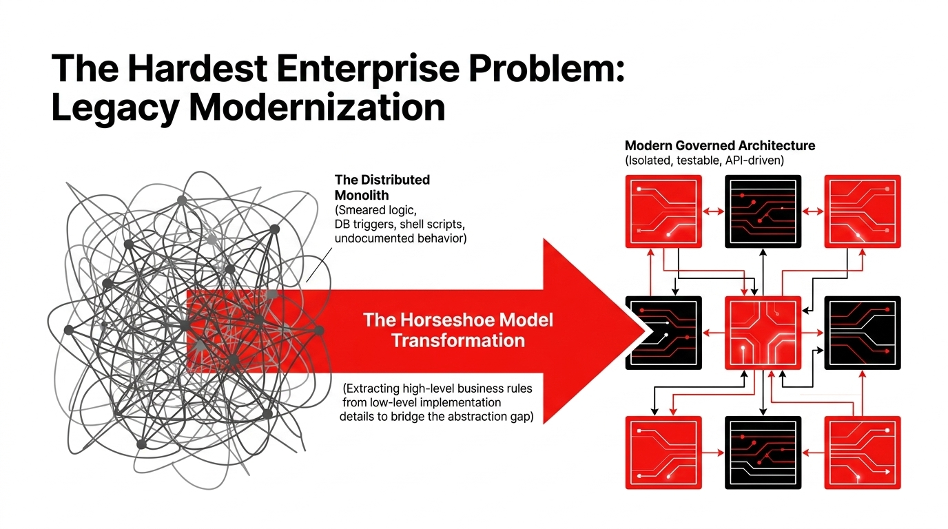 Legacy modernization from distributed monolith to governed architecture