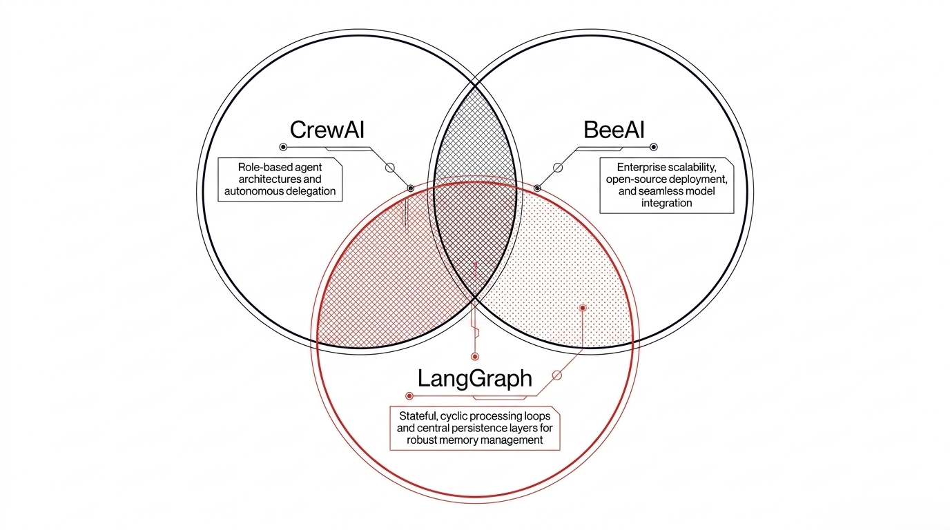 CrewAI, BeeAI, and LangGraph capability overlap