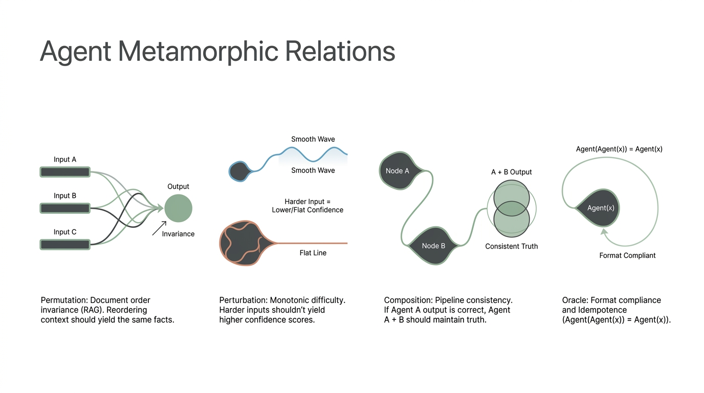 Agent metamorphic relations for invariant testing