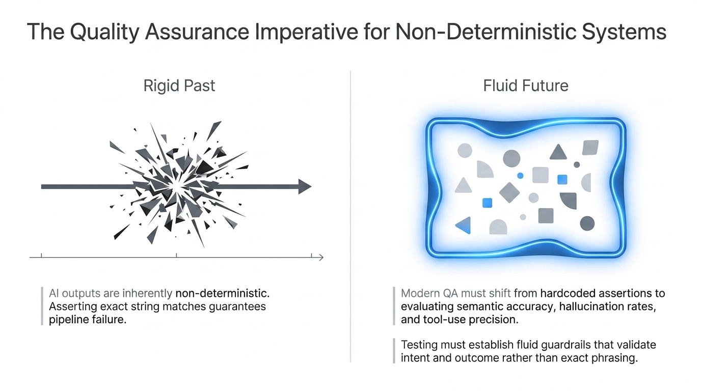 Rigid deterministic assertions compared with fluid semantic QA